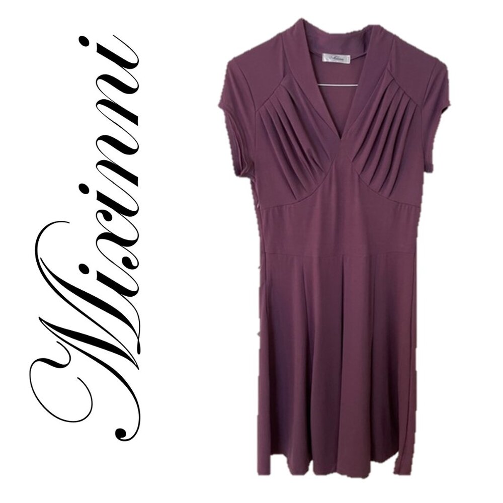 Mixinni purple cap sleeves, fit and flare dress (L)